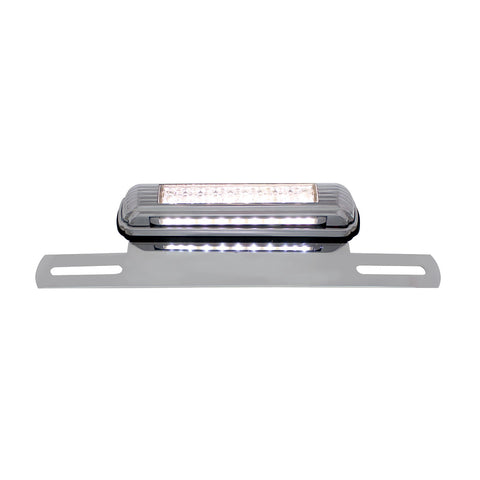 Chrome License Plate Light & Bracket With White LED Backup Light - White LED/Clears Lens