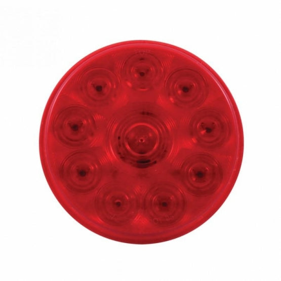 10 LED 4" Round Light (Stop, Turn &amp; Tail) - Red LED/Red Lens