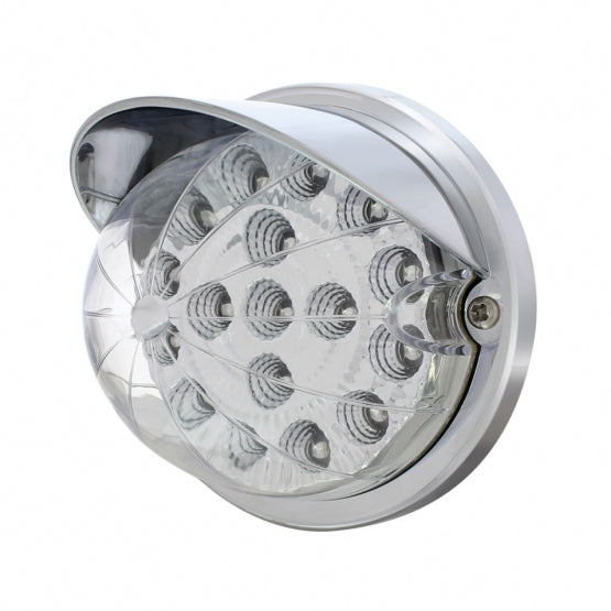 17 LED Watermelon Clear Reflector Flush Mount Kit With Visor - Red LED/Clear Lens
