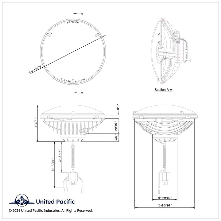 ULTRALIT - High Power LED 7" Headlight With White Position Light Bar