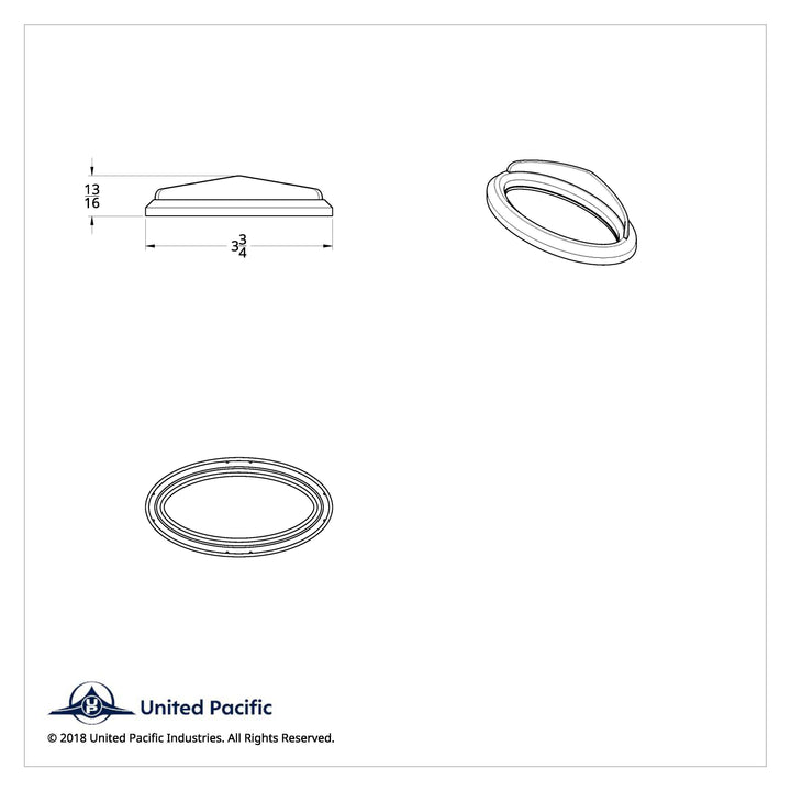 Chrome Plastic Bezels With Visor For 3" X 1-1/8" Peterbilt Door Emblem (Card of 2)