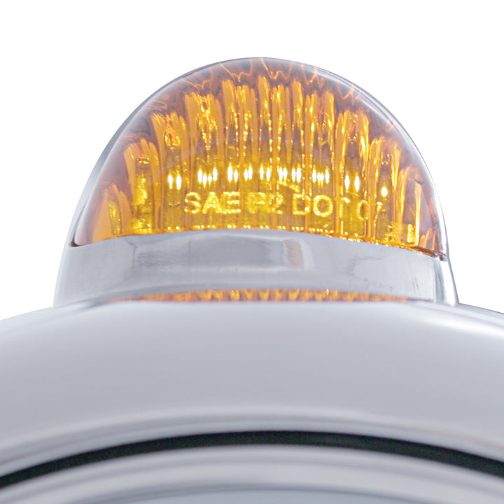 Stainless Steel Guide 682-C Headlight H4 With 6 Amber LED &amp; Dual Mode LED Signal-Amber Lens