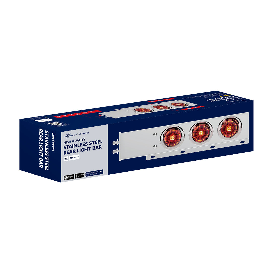 2" Bolt Pattern SS Spring Loaded Bar With 6X 4" 13 LED Abyss Lights &amp; Visors - Red LED/Clear Lens (Pair)