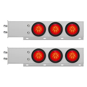 2-1/2" Bolt Pattern Chrome Spring Loaded Bar W/6X 4" 16 LED Turbine Lights - Red LED/Red Lens (Pair)