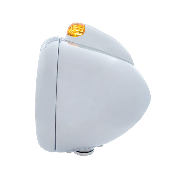 Stainless Steel Guide 682-C Headlight H4 With Amber LED & Dual Mode LED Signal-Amber Lens