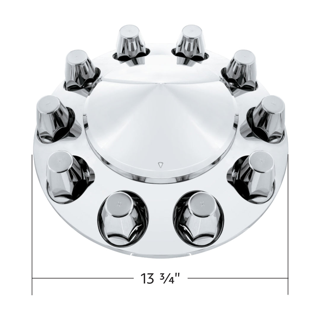 Pointed Front Axle Cover With 33mm Standard Style Push-On Nut Covers - Chrome