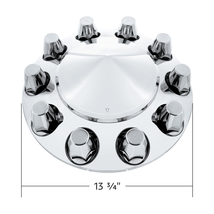 Pointed Front Axle Cover With 33mm Standard Style Push-On Nut Covers - Chrome