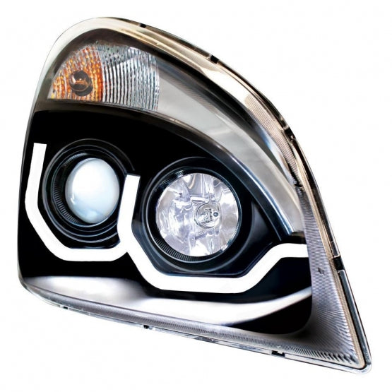 Blackout Projection Headlight With White LED Position Light For 2008-2017 Freightliner Cascadia - Driver