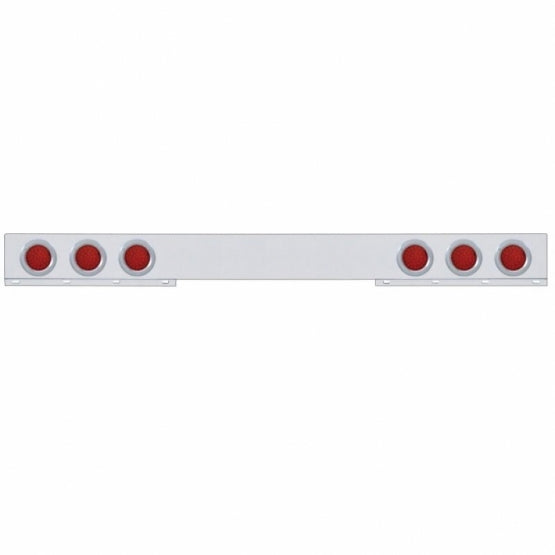 Chrome 1 Piece Rear Light Bar With Six 36 LED 4" Lights &amp; Bezels - Red LED/Red Lens
