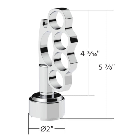Thread-On Knuckle Gearshift Knob With Chrome 13/15/18 Speed Adapter - Chrome