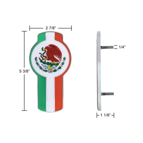 Chrome Die Cast Mexico Flag Emblem