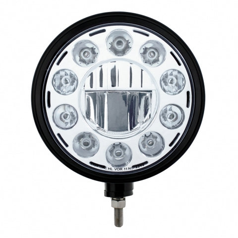 Black "Billet" Style Groove Headlight 11 LED Bulb - Chrome