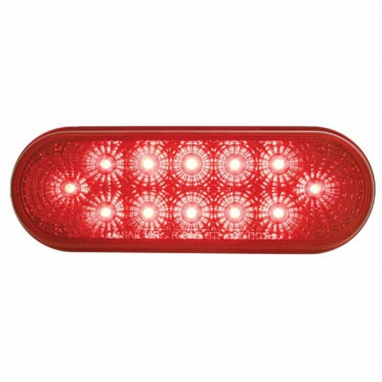 3-3/4" Bolt Pattern SS Spring Loaded Bar With 6 Oval 12 LED Lights &amp; Bezel -Red LED &amp; Lens (Pair)