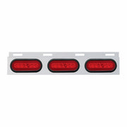 Stainless Top Mud Flap Bracket With 3X 22 LED 6" Oval GloLight & Grommets - Red LED/Red Lens (Each)