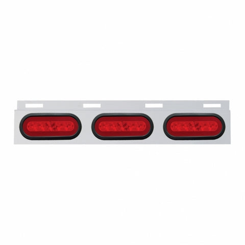 Stainless Top Mud Flap Bracket With 3X 22 LED 6" Oval GloLight & Grommets - Red LED/Red Lens (Each)