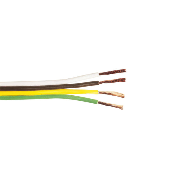Trailer Wire Bonded - Rated 80°C 16 AWG 4-Way, Wht/Brn/Ylw/Grn 25 Ft.