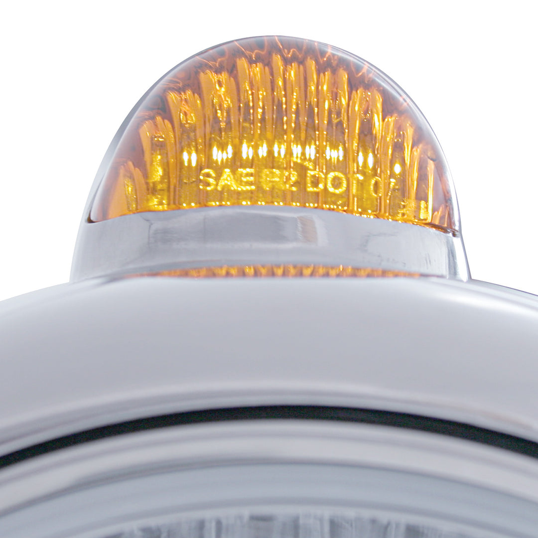 Stainless Steel Guide 682-C Headlight 6014 &amp; Dual Mode LED Signal - Amber Lens