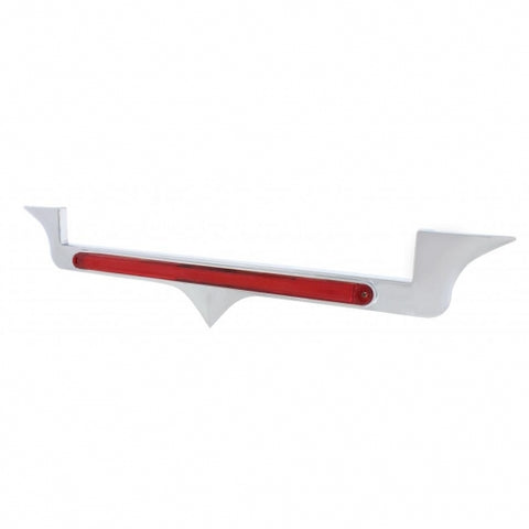 Chrome Hood Emblem Trim With 24 LED GloLight Bar For Kenworth - Red LED/Red Lens