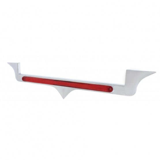 Chrome Hood Emblem Trim With 24 LED GloLight Bar For Kenworth - Red LED/Red Lens