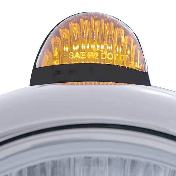 Black Guide 682-C Headlight H4 With Amber LED & Dual Mode LED Signal - Amber Lens