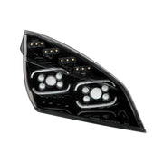 Black 10 LED Projector Headlight With LED Sequential Turn & DRL For 2018-2024 Cascadia - Passenger
