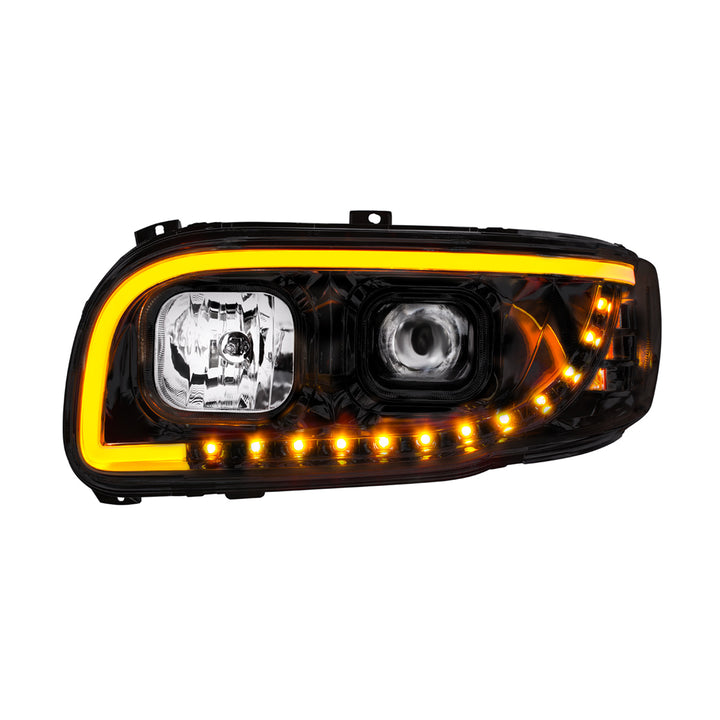 Blackout Projection Headlight With LED Turn Signal &amp; Light Bar For 2008-2024 Peterbilt 389-Driver