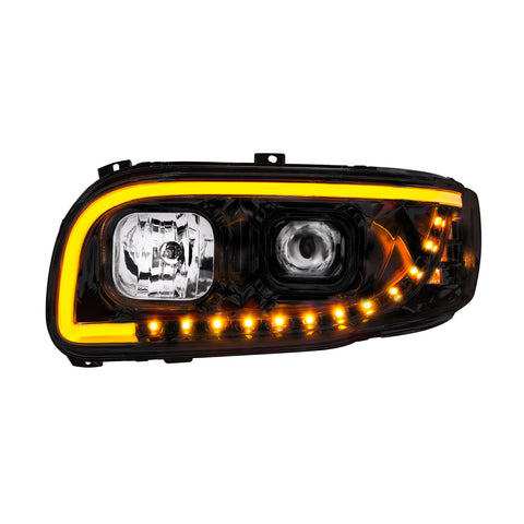 Blackout Projection Headlight With LED Turn Signal & Light Bar For 2008-2024 Peterbilt 389-Driver