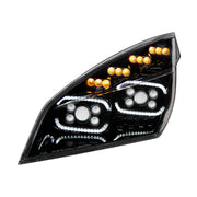 Black 10 LED Projector Headlight With LED Sequential Turn & DRL For 2018-2024 Cascadia - Driver