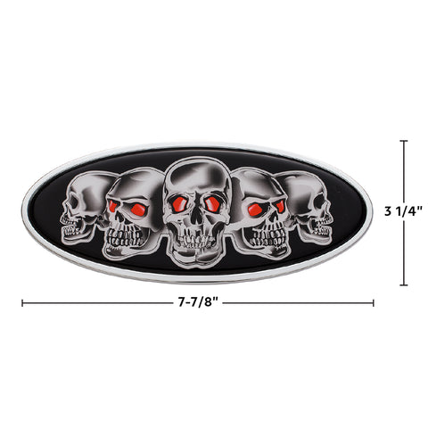 Chrome Die Cast Skull Emblem - Black