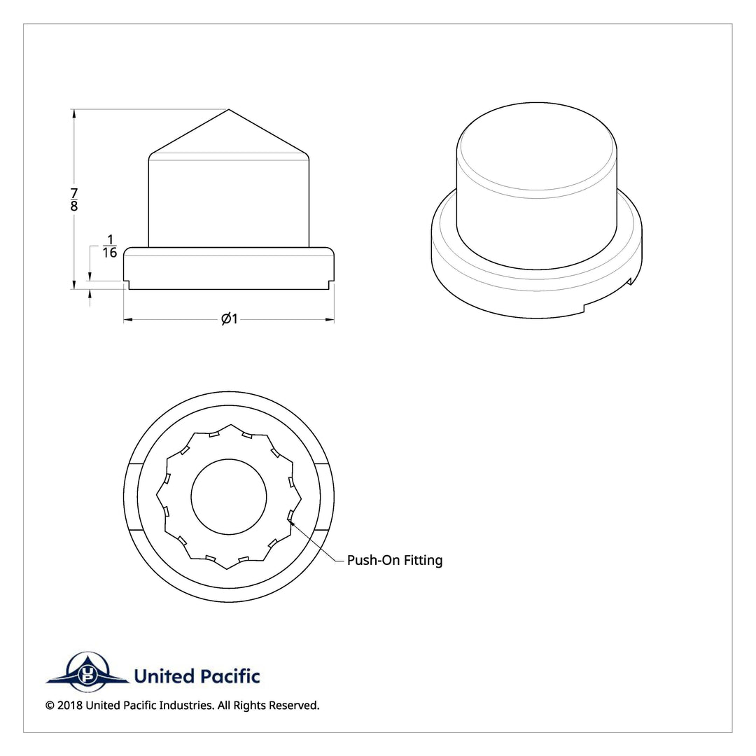 9/16" x 1-1/4" Chrome Plastic Pointed Nut Covers - Push-On (10-Pack)