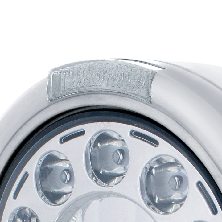 Stainless Classic Headlight 11 LED Bulb &amp; Dual Mode LED Signal - Clear Lens