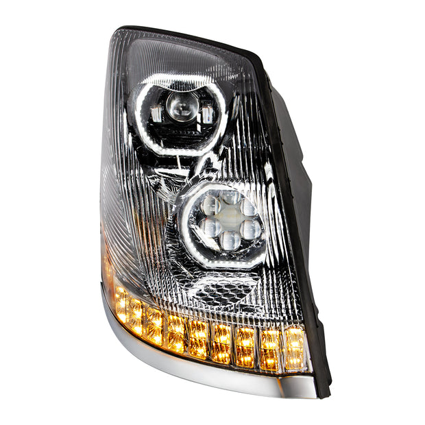 Black 10 LED Headlight For 2003-2017 Volvo VN/VNL - Passenger Side