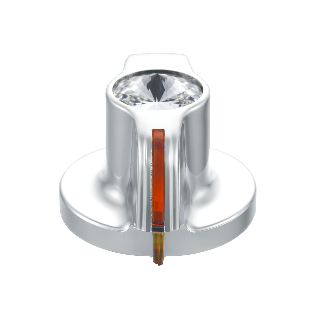 Chrome Plastic A/C Control Knob With Crystal - Clear Crystal