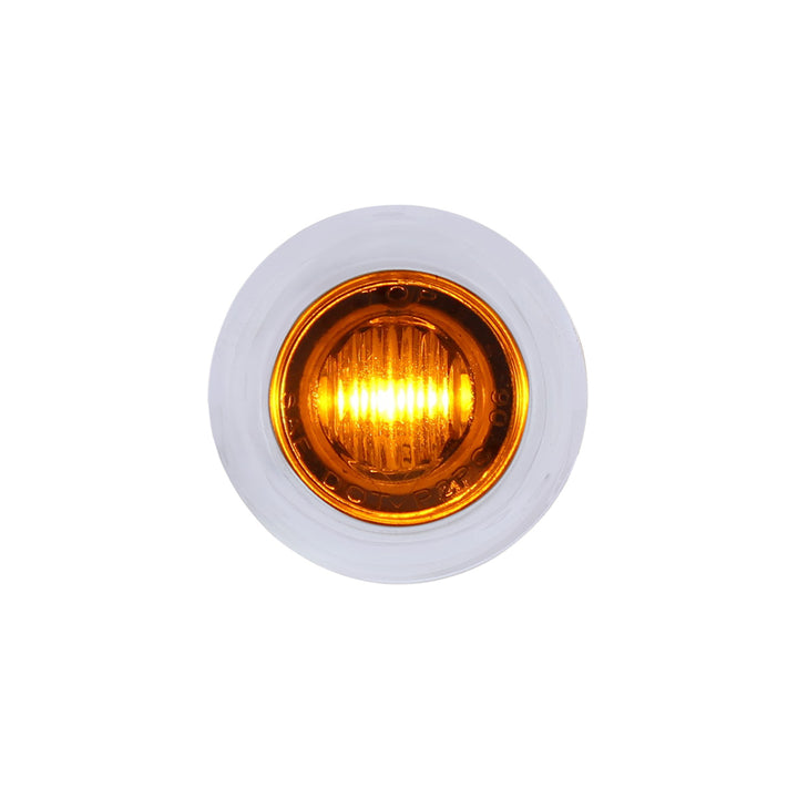 3 LED Dual Function 3/4" Mini Auxiliary/Utility Light With Bezel &amp; Washer - Amber LED/Amber Lens