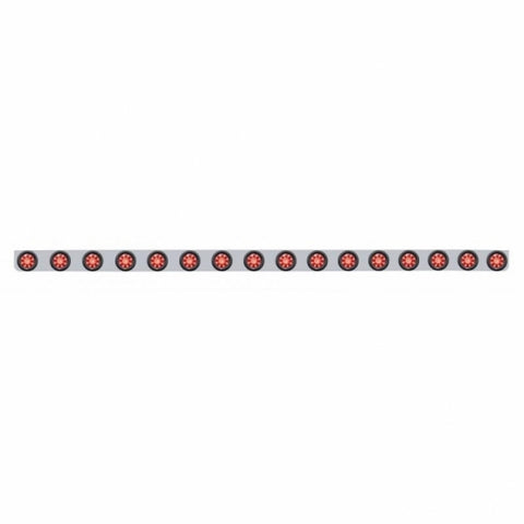 79-1/2" SS Bumper Light Bracket With 16X 9 LED 2" Beehive Light -Red LED & Lens