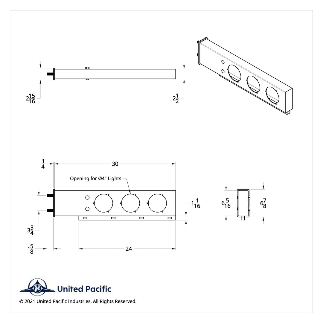 3-3/4" Bolt Pattern Deluxe SS Spring Loaded Bar W/6X 36 LED 4" Light &amp; Visors -Red LED &amp; Lens (Pair)