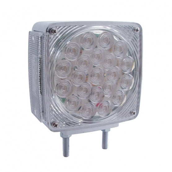 45 LED Double Stud Double Face Turn Signal Light (Passenger) - Amber &amp; Red LED/Clear Lens
