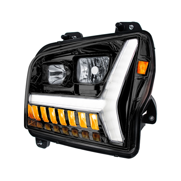Blackout Headlight With LED DRL Light Bar & Turn Signal For 2018-2024 Kenworth W990-Driver