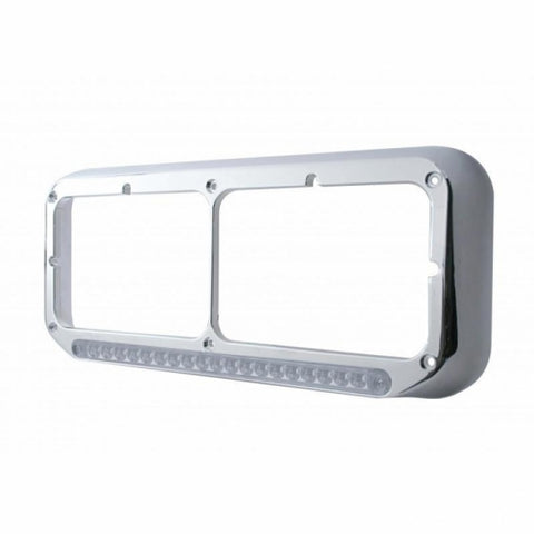 Rectangular Dual Headlight Bezel With LED Sequential Light Bar (Driver) - Amber LED/Clear Lens