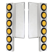 FL SS Front Air Cleaner Bracket With 12X 9 LED 2" Reflector Lights -Amber LED & Lens