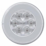 3-3/4" Bolt Pattern SS Spring Loaded Bar With 6X 21 LED 4" GloLight & Visors -Red LED/Clear Lens (Pair)