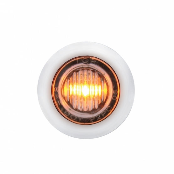 SS Front Air Cleaner Bracket With 22X 3 Amber LED Dual Function 3/4" Mini Lights &amp; SS Bezels For Peterbilt-Clear Lens