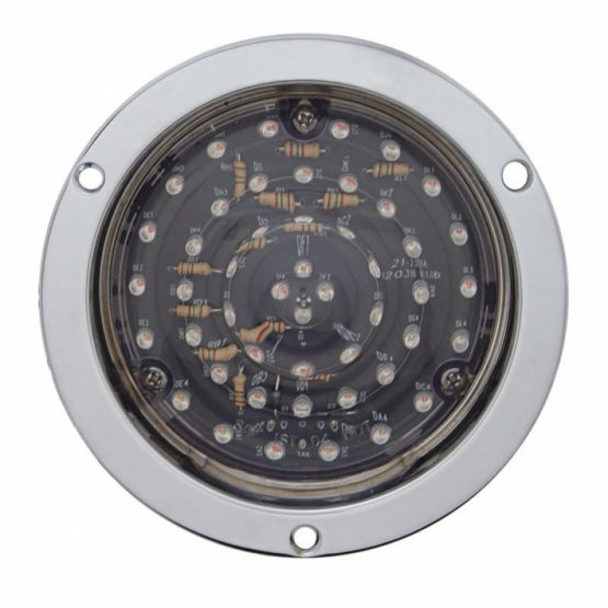 40 LED 4" Round Flange Mount Deep-Dish Light (Stop, Turn &amp; Tail) - Red LED/Clear Lens