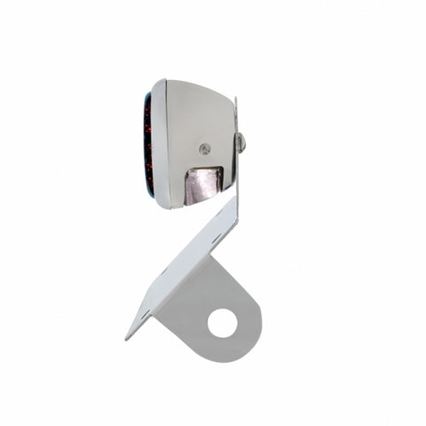 Chrome Horizontal Side Mount License Bracket For Motorcycle With 1933-36 Ford Style LED Tail Light
