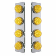 SS Front Air Cleaner Bracket With 8X 17 Amber LED Dual Function Reflector Lights & SS Bezels For Peterbilt-Amber Lens