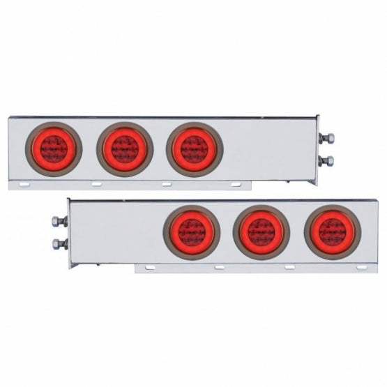 2" Bolt Pattern SS Spring Loaded Bar With 6X 21 LED 4" GloLight -Red LED &amp; Lens (Pair)
