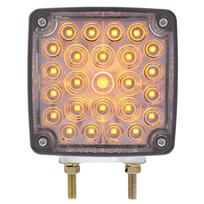 52 LED Double Stud Double Face Turn Signal Light (Passenger) - Amber &amp; Red LED/Clear Lens
