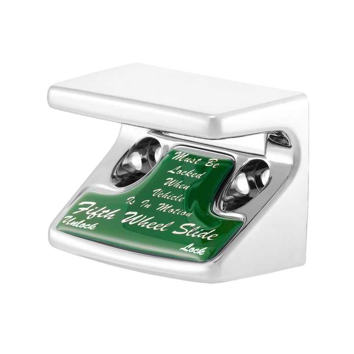 Chrome Plastic Fifth Wheel Switch Guard With Glossy Sticker For 1990-2010 Freightliner Classic- Green Sticker