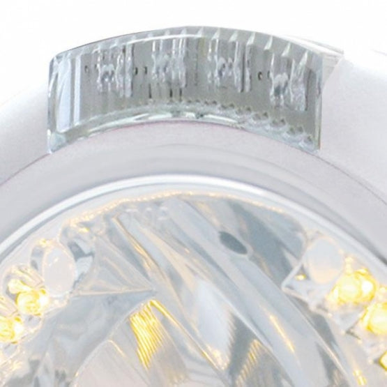 Chrome Classic Headlight H4 With 34 Amber LED &amp; LED Signal - Clear Lens
