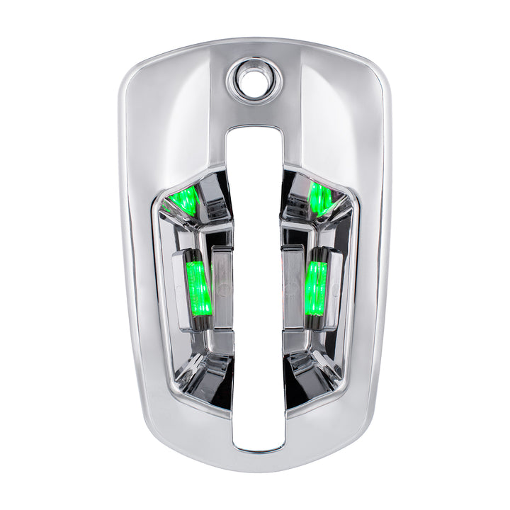 6 LED Chrome Door Handle Cover For 2018-2024 Freightliner Cascadia - Driver, Green LED